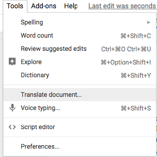 translate a pdf using google docs