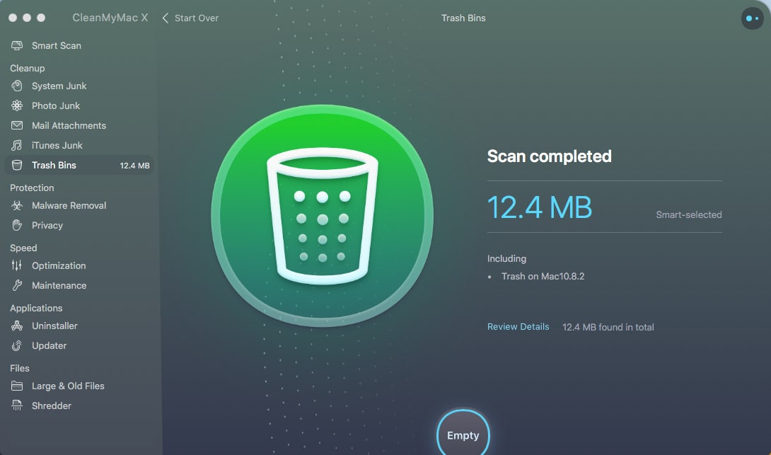 CleanMyMac X Review- Trash Bin