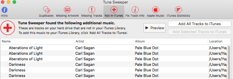 the Not in iTunes feature