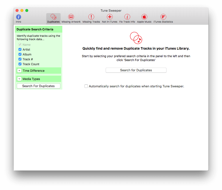search for duplicates in iTunes using Tune Sweeper