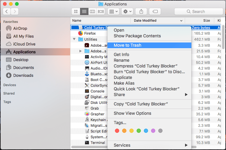Cold turkey software problem - mokasinohio