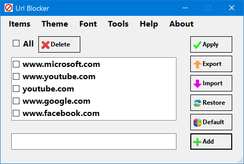 Agregue la lista de URL para bloquear en el trabajo