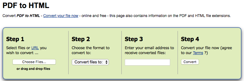 zamzar pdf to html